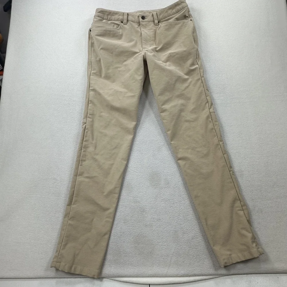 Lululemon ABC Pants Mens 31 Beige Slim Fit Utilitech Stretch Performance Golf